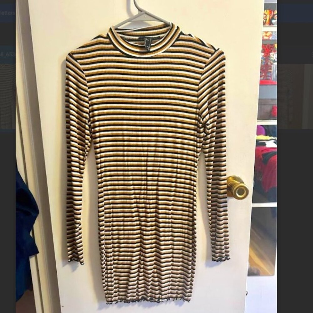NWOT - High Neck Bodycon Striped Mini Dress